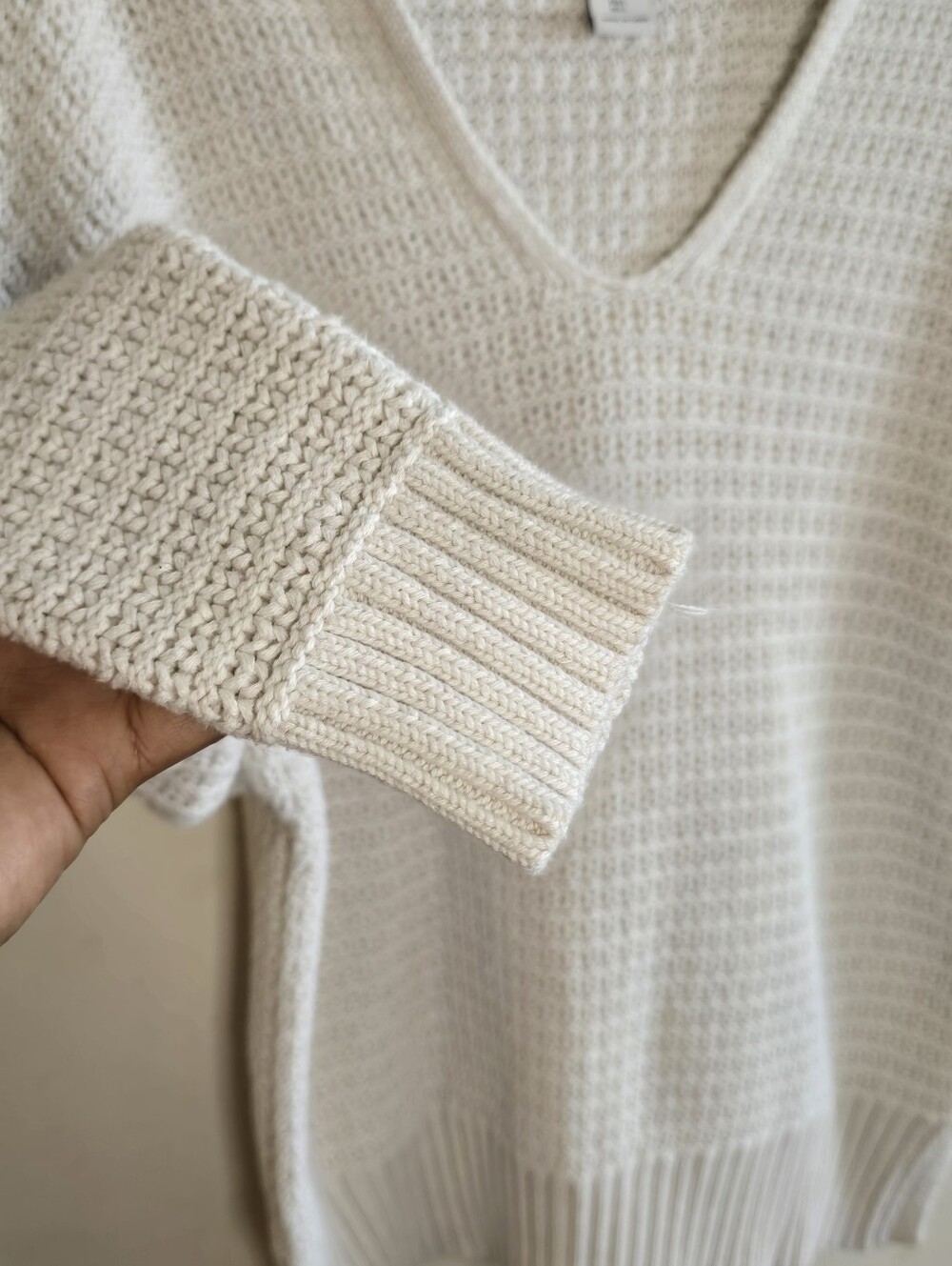 Rachel Zoe Hooded Crochet Knit Sweater Women’s Large Cream Heavyweight - Picture 5 of 11
